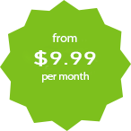 Web hosting Boise packages beginning at $9.99 per month at HostCozy. Image is a green star with price displayed in the middle.